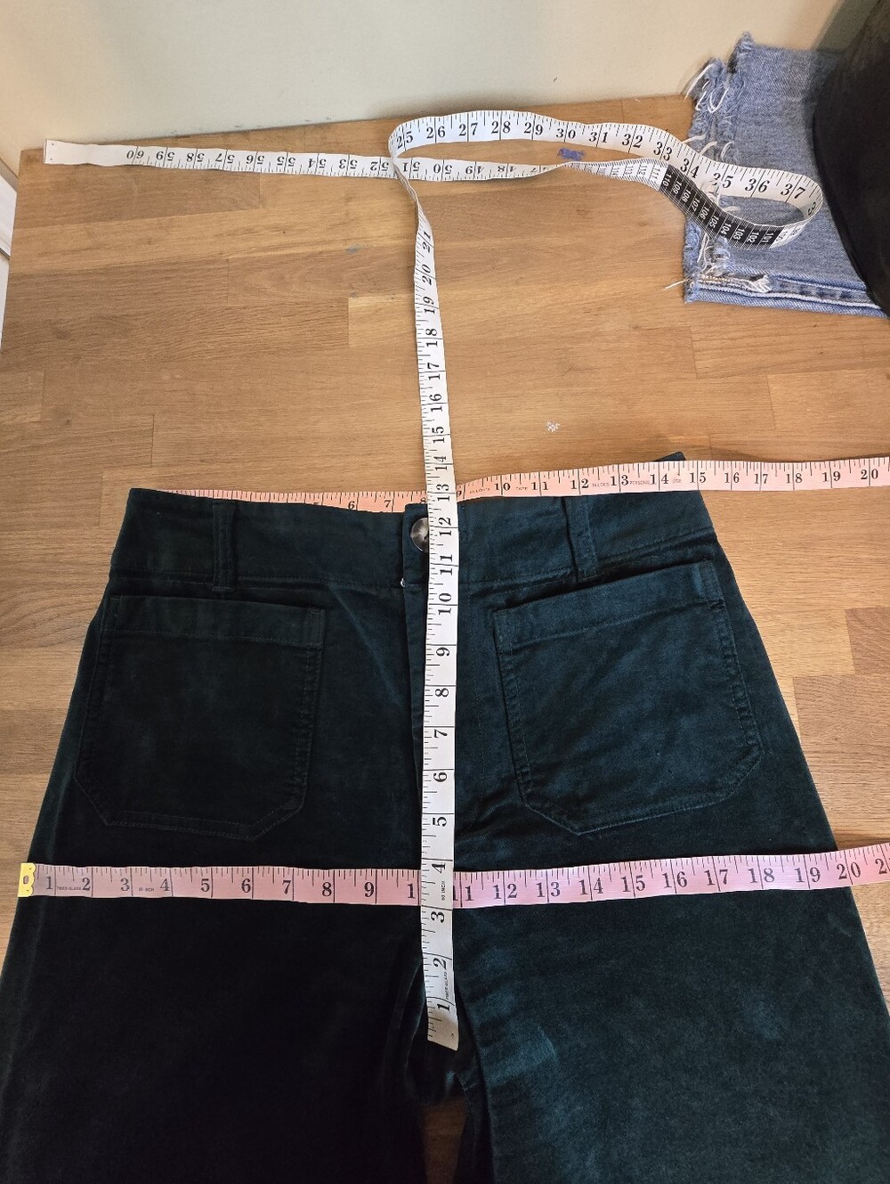 Maeve The Colette Green Velvet Wide Leg Pants Size 29 High Rise Anthropologie - Picture 12 of 15
